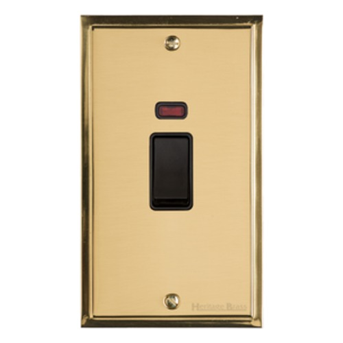 Elite Stepped Plate Range Polished Brass, S01 - 45A DP Cooker Switch with Neon (tall plate)
