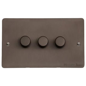 Heritage Brass Stylist Bronze Flat Plate - Round Edge - 3 Gang TED Dimmer (Compatible with LED Lamps) - Type L9 by Heritage Brass By M-Marcus