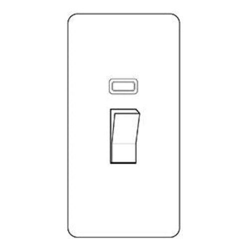 Adam Polished Brass, A - 45A DP Cooker Switch with Neon (tall plate)
