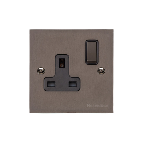 Heritage Brass Stylist Bronze Flat Plate - Square Edge - Single Socket (13 Amp) - Type QL9 by Heritage Brass By M-Marcus