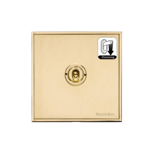 Executive Range Satin Brass with Polished Brass Switches & Sockets, EX14 - 1 Gang Dimming Toggle Switch by Heritage Brass By M-Marcus