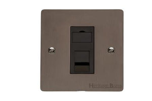 Elite Flat Plate Range Matt Bronze Switches & Sockets, T09 - 1 Gang RJ45 by Heritage Brass By M-Marcus