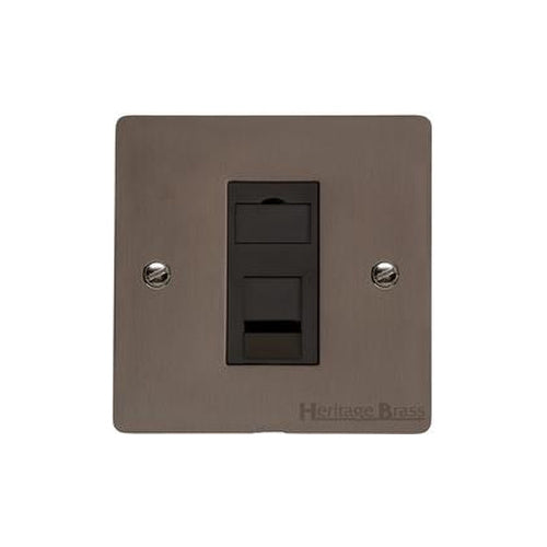 Elite Flat Plate Range Matt Bronze Switches & Sockets, T09 - 1 Gang RJ45 by Heritage Brass By M-Marcus