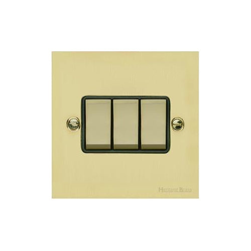 Richmond Elite Range Satin Brass Switches & Sockets, LP44 - 3 Gang Rocker Switch by Heritage Brass By M-Marcus
