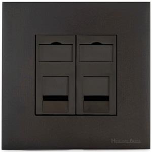 Windsor Range Dark Antique Bronze Switches & Sockets WN95 - 2 Gang Secondary Line Socket by Heritage Brass By M-Marcus