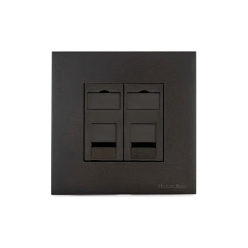 Windsor Range Dark Antique Bronze Switches & Sockets WN95 - 2 Gang Secondary Line Socket by Heritage Brass By M-Marcus