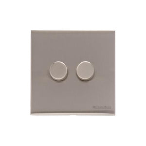 Windsor Range Satin Nickel Switches & Sockets, WN5 - 2 Gang TED Dimmer (Compatible with LED Lamps) by Heritage Brass By M-Marcus