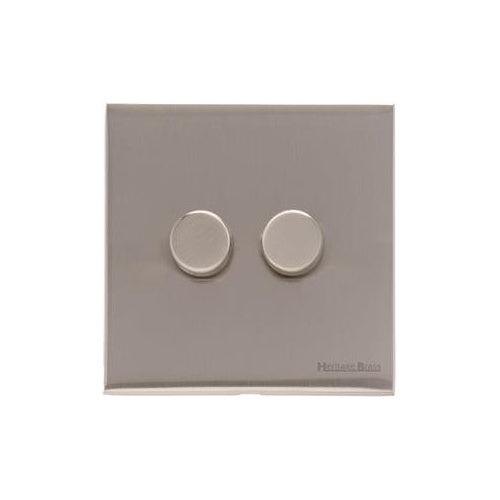 Windsor Range Satin Nickel Switches & Sockets, WN5 - 2 Gang TED Dimmer (Compatible with LED Lamps) by Heritage Brass By M-Marcus