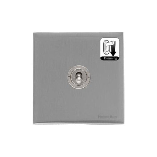 Winchester Range Satin Chrome Silk Switches & Sockets, W35 - 1 Gang Dimming Toggle Switch by Heritage Brass By M-Marcus