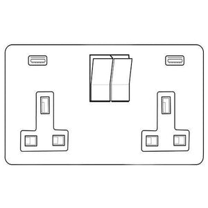 Stylist Bronze Flat Plate Range Switches & Sockets, L09 - 2G 13A Socket with USB-C+C by Heritage Brass By M-Marcus