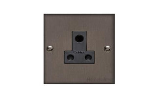 Heritage Brass Stylist Bronze Low Profile Plate - Square Edge - 5 Amp 3 Round Pin Socket