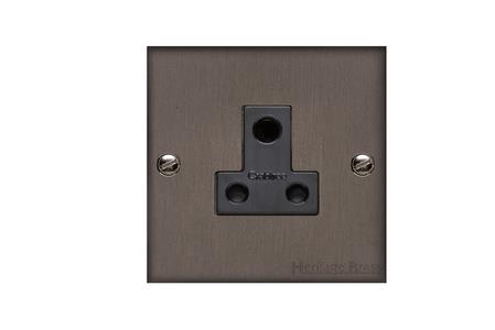Heritage Brass Stylist Bronze Low Profile Plate - Square Edge - 5 Amp 3 Round Pin Socket