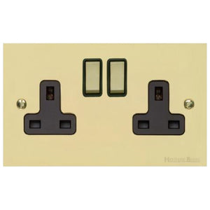Richmond Elite Range Satin Brass Switches & Sockets, LP44 - Double Socket (13 Amp) by Heritage Brass By M-Marcus