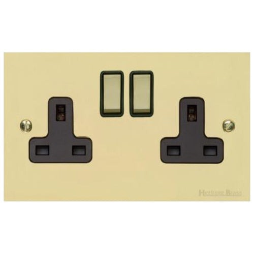 Richmond Elite Range Satin Brass Switches & Sockets, LP44 - Double Socket (13 Amp) by Heritage Brass By M-Marcus