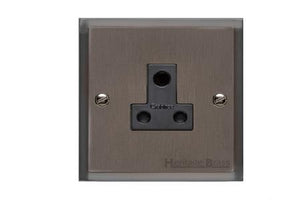 Elite Stepped Plate Range Matt Bronze Switches & Sockets, S09 - 5 Amp 3 Round Pin Socket by Heritage Brass By M-Marcus