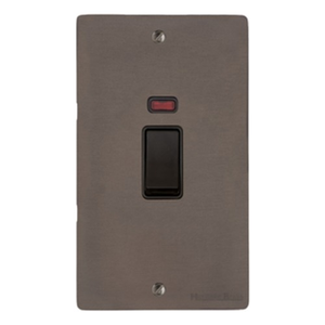 Elite Flat Plate Range Matt Bronze, T09 - 45A DP Cooker Switch with Neon (tall plate) by Heritage Brass By M-Marcus