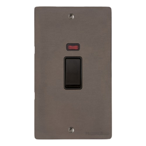 Elite Flat Plate Range Matt Bronze, T09 - 45A DP Cooker Switch with Neon (tall plate) by Heritage Brass By M-Marcus