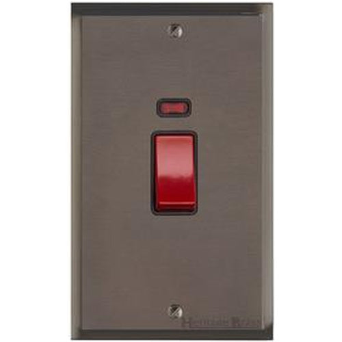 Elite Stepped Plate Range Matt Bronze Switches & Sockets, S09 - 45A DP Cooker Switch with Neon (tall plate) by Heritage Brass By M-Marcus