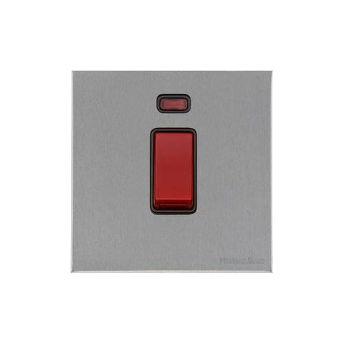 Windsor Range Satin Chrome Silk Switches & Sockets, WN35 - 45A DP Cooker Switch with Neon (single plate) by Heritage Brass By M-Marcus