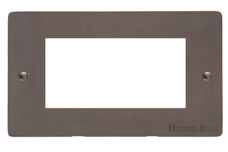 Heritage Brass Stylist Bronze Flat Plate - Round Edge - 4 Module Euro Plate