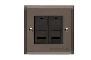 Elite Stepped Plate Range Matt Bronze Switches & Sockets, S09 - 2 Gang Master Line Socket by Heritage Brass By M-Marcus