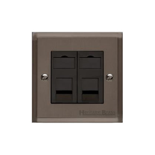 Elite Stepped Plate Range Matt Bronze Switches & Sockets, S09 - 2 Gang Master Line Socket by Heritage Brass By M-Marcus