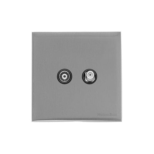 Windsor Range Satin Chrome Silk Switches & Sockets, WN35 - TV/Satellite Socket by Heritage Brass By M-Marcus