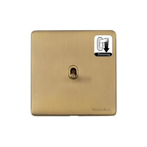 Studio Range Antique Brass Switches & Sockets, Y91 - 1 Gang Dimming Stockholm Toggle by Heritage Brass By M-Marcus