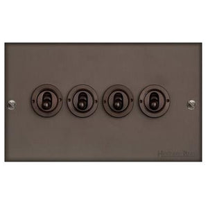Richmond Elite Range Matt Bronze Switches & Sockets, LP9 - 4 Gang Toggle Switch by Heritage Brass By M-Marcus