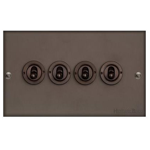 Richmond Elite Range Matt Bronze Switches & Sockets, LP9 - 4 Gang Toggle Switch by Heritage Brass By M-Marcus