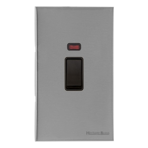 Windsor Range Satin Chrome Silk, WN35 - 45A DP Cooker Switch with Neon (tall plate) by Heritage Brass By M-Marcus