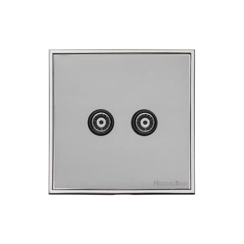 Executive Range-Satin Chrome-2 Gang TV Coaxial Socket