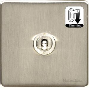 Vintage Range Satin Nickel Switches & Sockets, X05 - 1 Gang Dimming Toggle Switch by Heritage Brass By M-Marcus
