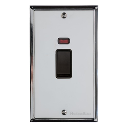 Elite Stepped Plate Range Polished Chrome, S02 - 45A DP Cooker Switch with Neon (tall plate)