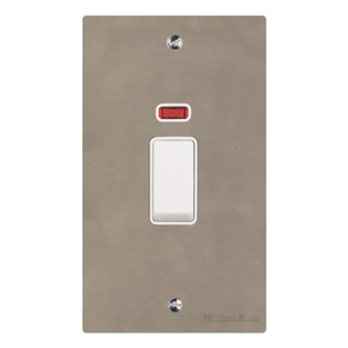 Elite Flat Plate Range Satin Nickel, T05 - 45A DP Cooker Switch with Neon (tall plate)