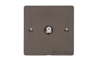 Elite Flat Plate Range Matt Bronze Switches & Sockets, T09 - 1 Gang Satellite Socket by Heritage Brass By M-Marcus