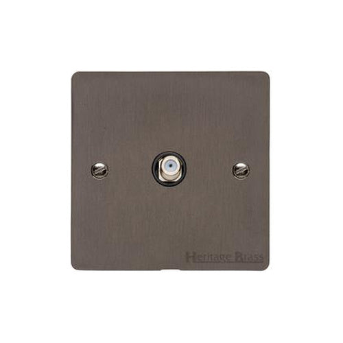 Elite Flat Plate Range Matt Bronze Switches & Sockets, T09 - 1 Gang Satellite Socket by Heritage Brass By M-Marcus
