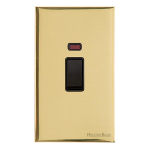 Windsor Range Polished Brass, WN1 - 45A DP Cooker Switch with Neon (tall plate)