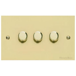 Richmond Elite Range Satin Brass Switches & Sockets, LP44 - 3 Gang TED Dimmer (Compatible with LED Lamps) by Heritage Brass By M-Marcus
