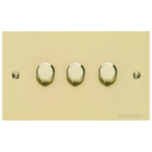 Richmond Elite Range Satin Brass Switches & Sockets, LP44 - 3 Gang TED Dimmer (Compatible with LED Lamps) by Heritage Brass By M-Marcus