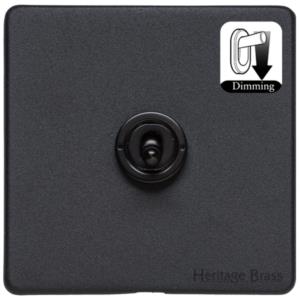 Vintage Range Matt Black Switches & Sockets, XBK - 1 Gang Dimming Toggle Switch by Heritage Brass By M-Marcus