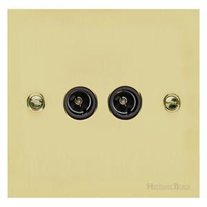 Richmond Elite Range Satin Brass Switches & Sockets, LP44 - 2 Gang TV Coaxial Socket by Heritage Brass By M-Marcus