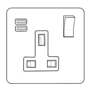 Bauhaus Range Matt Bronze Switches & Sockets, BH9 - 1G 13A Socket with USB-A+C by Heritage Brass By M-Marcus