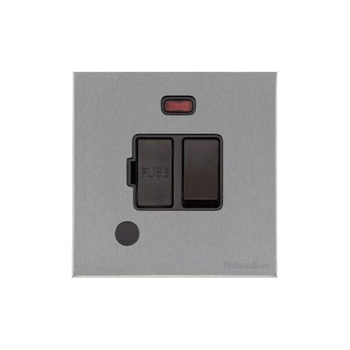Windsor Range Satin Chrome Silk Switches & Sockets, WN35 - Switched Spur with Neon + Cord (13 Amp) by Heritage Brass By M-Marcus