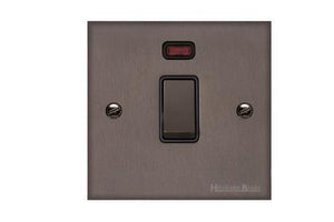 Heritage Brass Stylist Bronze Low Profile Plate - Square Edge - 20A Double Pole Switch with Neon