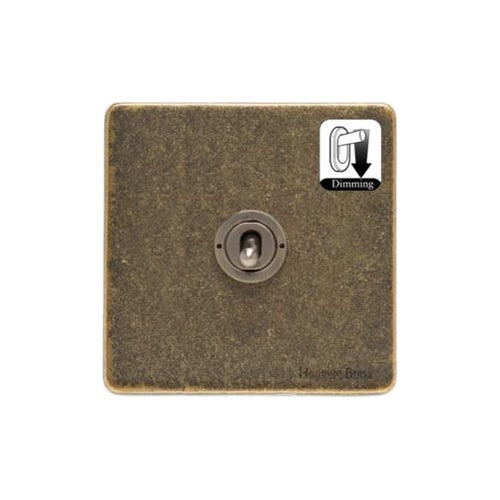 Vintage Range Rustic Brass Switches & Sockets, XRB - 1 Gang Dimming Toggle Switch by Heritage Brass By M-Marcus