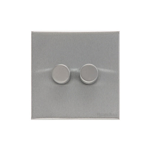 Windsor Range Satin Chrome Silk Switches & Sockets, WN35 - 2 Gang TED Dimmer (Compatible with LED Lamps) by Heritage Brass By M-Marcus