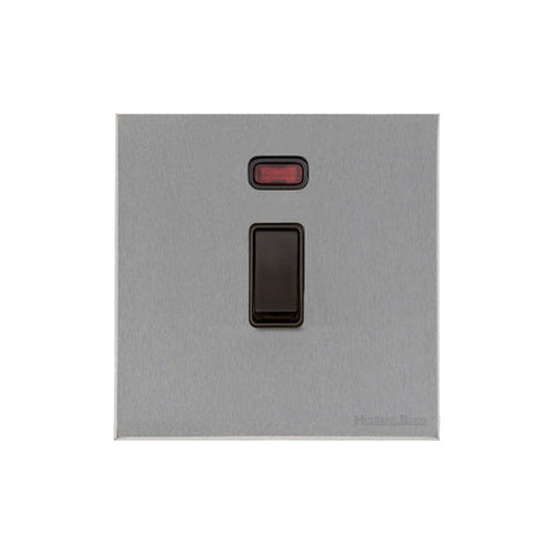 Windsor Range Satin Chrome Silk Switches & Sockets, WN35 - 20A Double Pole Switch with Neon by Heritage Brass By M-Marcus