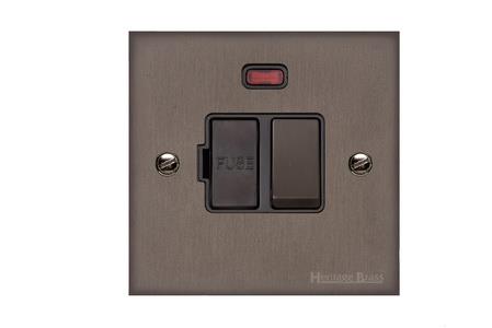 Heritage Brass Stylist Bronze Low Profile Plate - Square Edge - Switched Spur with Neon (13 Amp)