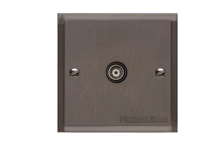 Elite Stepped Plate Range Matt Bronze Switches & Sockets, S09 - 1 Gang Non-Isolated TV Coaxial Socket by Heritage Brass By M-Marcus